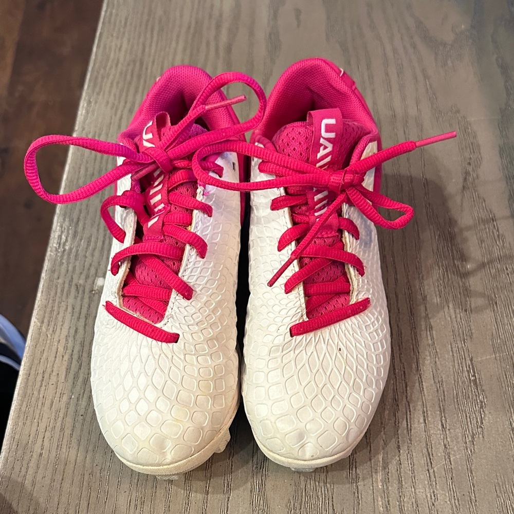 Under Armour Cream and Pink Athletic cleats